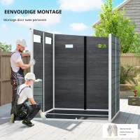 Outsunny Tuinhuis 2,89 m² Tuinschuur met Houtlook 3 Ramen Ventilatie Bodem Slot Handschoenen 182 x 182 x 196 cm(m-8)