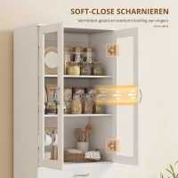 HOMCOM Keukenkast Buffetkast met verstelbare plank, lade, 2 deuren, hoge kast met glazen deur 60 x 35 x 180 cm Wit(m-5)