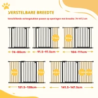 PawHut Hondenhek voor Kleine, Grote en Medium Hondendoorgang, Praktisch voor Vaste Bevestiging, voor Dierenliefhebbers, Zwart(m-4)
