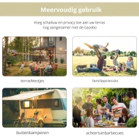 Outsunny Paviljoen tuinpaviljoen zonwering met opklapbaar afdak UV-bescherming 3 x 2,5 m(m-6)