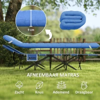Outsunny Opvouwbaar Campingbed met Matras Hoofdkussen Zijvak 185 x 68 x 37 cm tot 150 kg Donkerblauw(m-4)
