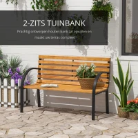 Outsunny Tuinbank 2-zits zitbank parkbank tuin staal + hout naturel(m-4)