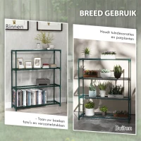 Outsunny Plantenrek Bloementrap Plantentrap, 4 Planken, 89 cm x 28 cm x 107 cm, Donkergroen(m-6)
