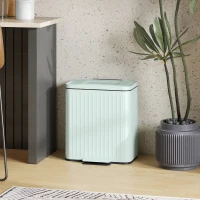 HOMCOM Keukenprullenbak, 2 x 20 L compartimenten, efficiënte afvalscheiding, voetpedaal, kunststof, metaal, groen(m-10)