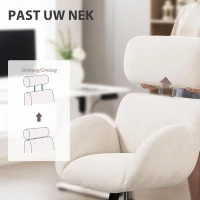HOMCOM Bureaustoel wit luxe comfortabele grote hoogte verstelbare Velvetstof stalen basis Crèmewit(m-7)