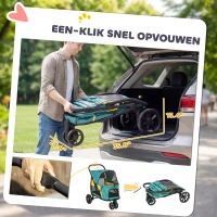 PawHut Hondenwagen opvouwbaar hondenbuggy tot 20kg met kussen, mesh-ramen, achterzak, 92 x 63 x 95 cm Donkergroen(m-7)