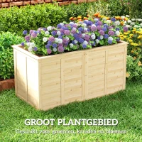 Outsunny Houten hoogbed 152 x 77 x 77 cm verhoogd diep kruidenbed met open bodem en verstevigingsstangen(m-8)