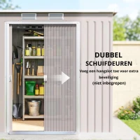 Outsunny Berging met ventilatieramen, schuifdeuren, gegalvaniseerd staal, 213 x 130 x 172 cm, Lichtgrijs(m-4)