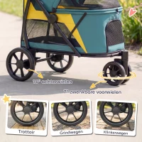 PawHut Hondenwagen opvouwbaar hondenbuggy tot 20kg met kussen, mesh-ramen, achterzak, 92 x 63 x 95 cm Donkergroen(m-5)