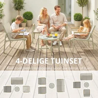 Outsunny Tuinmeubelset Weerbestendig Metaal Zitgroep voor 4 Personen Tuinlounge met Tweezitsbank, 2 Stoelen en Bijzettafel, Groen(m-4)