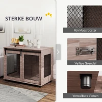PawHut Hondenbox, Vervoersbox voor Honden, Terugtrekbox voor Huisdieren, Afsluitbare Deuren, 98 x 60 x 78 cm, Lichtbruin(m-6)