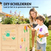 Outsunny Houten hoogbed 152 x 77 x 77 cm verhoogd diep kruidenbed met open bodem en verstevigingsstangen(m-5)