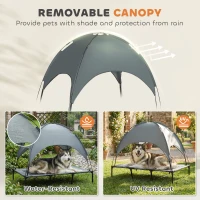 PawHut Outdoor Dog Bed with Removable Canopy, Portable Raised Dog Bed for Camping, Garden & Beach, Water-Resistant UV-Protection Mesh Pet Cot Sun Lounger, for XL Pets, 122 x 92 x 108 cm, Grey(m-5)