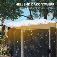Outsunny Tuinopslagschuur, Gereedschapsschuur voor Tuingereedschap, met Venster, Ventilatieopeningen, Afsluitbaar, Staal, Donkergrijs(m-7)