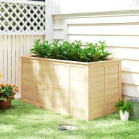 Outsunny Houten hoogbed 152 x 77 x 77 cm verhoogd diep kruidenbed met open bodem en verstevigingsstangen(m-9)