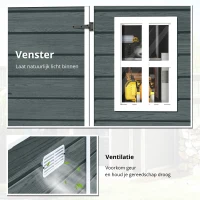 Outsunny Tuinhuis 2,89 m² Tuinschuur met Houtlook 3 Ramen Ventilatie Bodem Slot Handschoenen 182 x 182 x 196 cm(m-7)