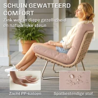 Outsunny Tuinmeubelset 4-delig Polyrattan Lounge-set met tweezitsbank 2 fauteuils Glazen tafel Brede & Diepe Zit Dikke Kussens(m-5)