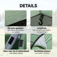 Outsunny Tent voor 3-4 personen 190T tunneltent kampeertent glasvezel donkergroen(m-7)