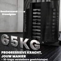 SPORTNOW Krachtstation fitnessstation met 65 kg gewichten, lat-trek, butterflystang, verstelbare preacherbank, beentrainer(m-8)