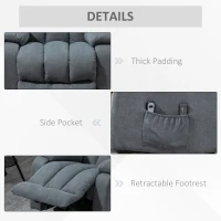 HOMCOM Fauteuil Électrique Releve-personne Inclinable 135° en Tissu Effet Lin avec Repose-pieds, Gris(m-4)