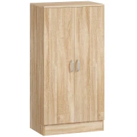 HOMCOM Armoire à chaussures à 2 portes, 6 étagères réglables, charnières à fermeture douce pour 14 paires, Bois naturel(m-7)