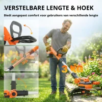 Outsunny Accu grastrimmer 21V met 2x4,0Ah accu's en oplader 25 cm maaibreedte verstelbare telescoopsteel(m-9)