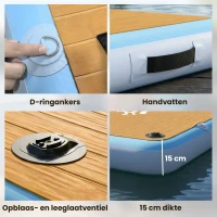 Outsunny Opblaasbaar Dock Zwemplatform 2,4x1,8m Drijvend Platform 4-6 Personen met Antislip Oppervlak Ladder(m-9)