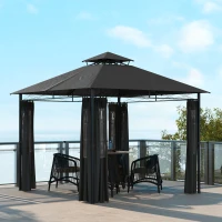 Outsunny Paviljoen Feesttent Tuinpaviljoen, 2,95 x 2,95 x 2, 85 m, Donkergrijs(m-10)