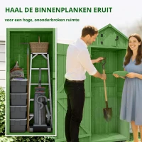 Outsunny Tuinkast hout 3 planken asfalt dak ventilatie afsluitbare deur tuin Groen(m-4)