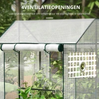 Outsunny Kas Kweekhuis Kweekbed, weerbestendig, oprolbare deur, 100 cm x 80 cm x 150 cm, Wit + Groen(m-5)