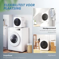 HOMCOM Luchtafvoerdroger, 4 kg voorlader-wasdroger met roestvrijstalen trommel, 800W compact vrijstaand, wit(m-7)