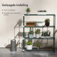 Outsunny Plantenrek Bloementrap Plantentrap, 4 Planken, 89 cm x 28 cm x 107 cm, Donkergroen(m-4)