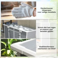 Outsunny 2,4 x 1,3 m Tuinschuur, Kunststof Tuinhuis met Bodem, Raam, Afsluitbare Deuren, voor Tuin, Terras, Grijs(m-8)