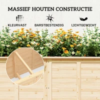 Outsunny Houten hoogbed 152 x 77 x 77 cm verhoogd diep kruidenbed met open bodem en verstevigingsstangen(m-4)