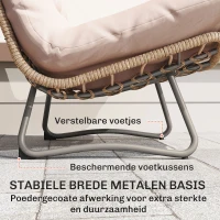 Outsunny Tuinmeubelset 4-delig Polyrattan Lounge-set met tweezitsbank 2 fauteuils Glazen tafel Brede & Diepe Zit Dikke Kussens(m-7)