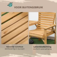 Outsunny Bistroset 3-delig van hout, weerbestendig tuinmeubelset met lamellendesign, bruin(m-7)