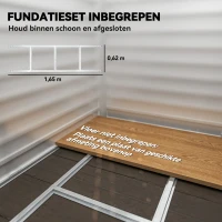 Outsunny Metalen Tuinschuur, Verzinkt Staal, Afsluitbare Deur, Eenvoudige Montage, 142 x 184 x 165/181 cm, Grijs(m-8)