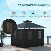 Outsunny Paviljoen Feesttent Tuinpaviljoen, 2,95 x 2,95 x 2, 85 m, Donkergrijs(m-4)