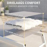 Outsunny Zonne-ligstoel ademende tuinligstoel met 6-voudig verstelbare rugleuning aluminiumframe lichtgrijs(m-4)