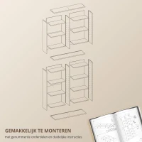 HOMCOM DVD-Rek, CD-Opslagrek, 14 Aanpasbare Planken, 18 Vakken, 175 cm, Blu-ray-Rek, Spaanplaat, Wit(m-7)