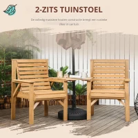 Outsunny Bistroset 3-delig van hout, weerbestendig tuinmeubelset met lamellendesign, bruin(m-4)