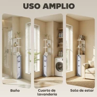 HOMCOM Columna de Baño Moderno Mueble Auxiliar de Baño con 2 Estantes 2 Cajones y 1 Puerta Antivuelco 15x33x136,8 cm Blanco(m-8)