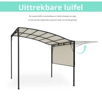 Outsunny Paviljoen met Opvouwbare Dakuitbreiding Weerbestendig 3 x 2,5 m Cremewit(m-4)