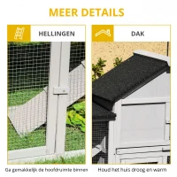 PawHut Konijnenhok Tweelaags Hout Buiten voor Dwergkonijnen Grijs(m-6)
