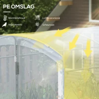 Outsunny Tunnelkas, loopbaar, transparante folie, verzinkt stalen frame, 3 x 2 x 2m(m-4)