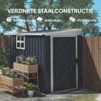Outsunny Tuinopslagschuur, Gereedschapsschuur voor Tuingereedschap, met Venster, Ventilatieopeningen, Afsluitbaar, Staal, Donkergrijs(m-4)