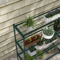 Outsunny Plantenrek Bloementrap Plantentrap, 4 Planken, 89 cm x 28 cm x 107 cm, Donkergroen(m-8)
