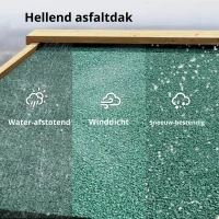 Outsunny Tuinkast hout Gereedschapsschuurtje met opbergruimte Acrylramen Afsluitbare deur Bodemplaat Asfaltdak Ventilatiepaneel(m-5)