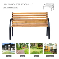 Outsunny Tuinbank 2-zits zitbank parkbank tuin staal + hout naturel(m-6)