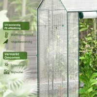 Outsunny Kas Kweekhuis Kweekbed, weerbestendig, oprolbare deur, 100 cm x 80 cm x 150 cm, Wit + Groen(m-7)